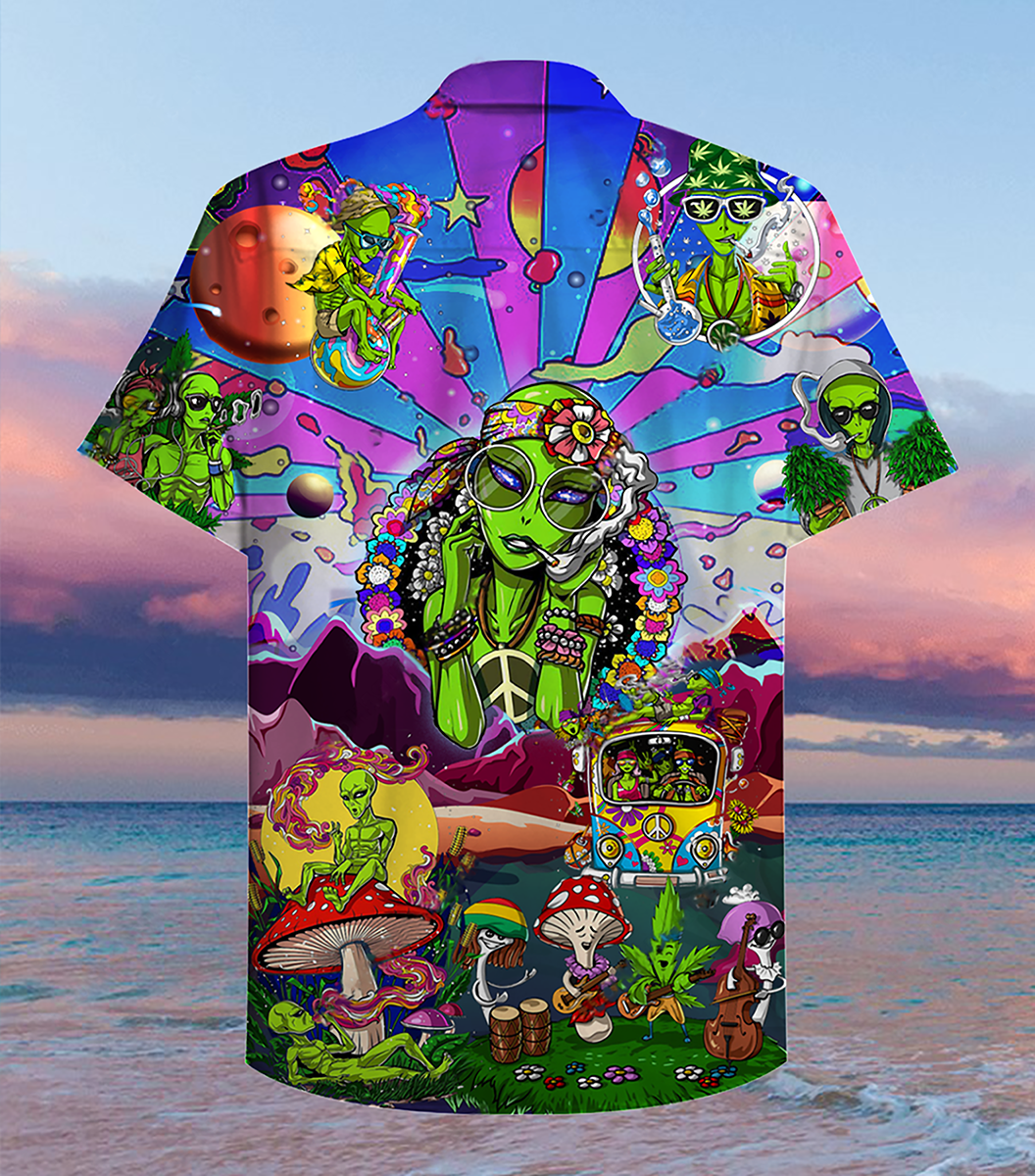 Hippie Alien Peace Life Color - Hawaiian Shirt - Reefox