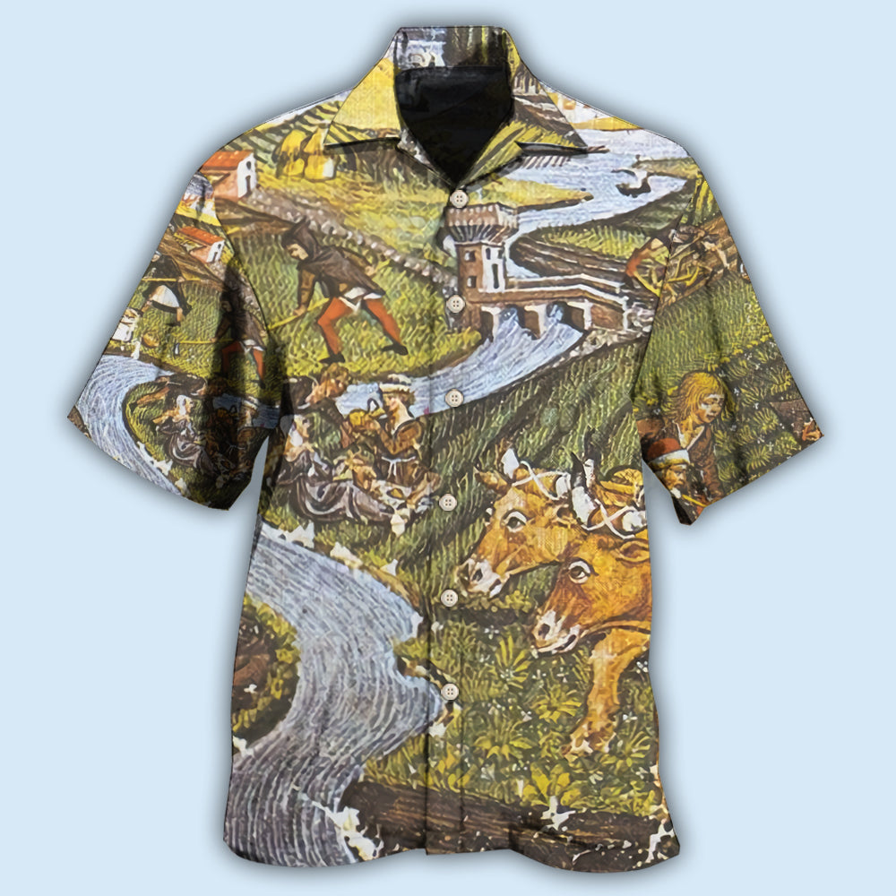 Farm Agriculture Cow Vintage - Hawaiian Shirt - Reefox