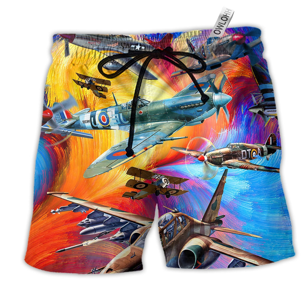 Beach Short / Adults / S Aircraft Let The Adventures Begin - Beach Short Reefox - Owls Matrix LTD