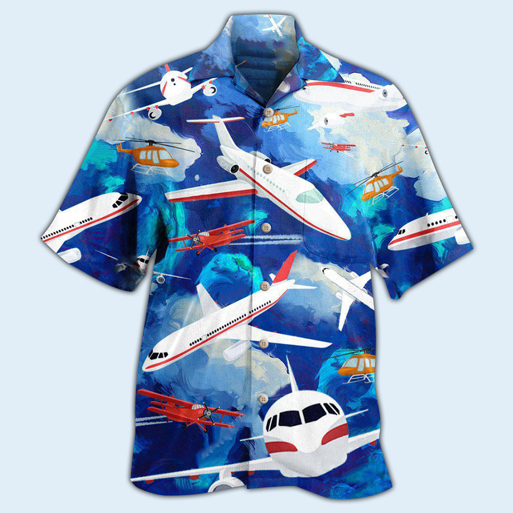 Airplane Life Is Simple Eat Sleep Fly In Sky - Hawaiian Shirt - Reefox