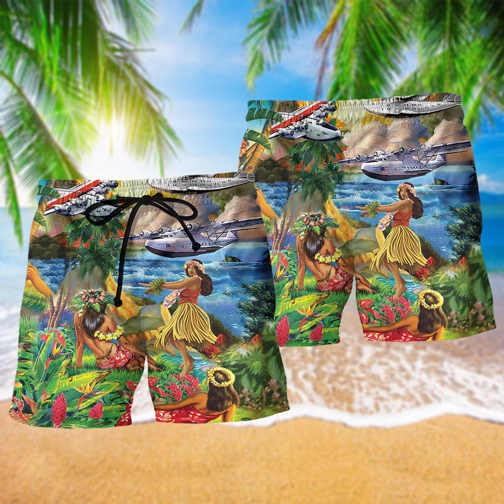 Airplane Love Hawaii Forever - Beach Short Reefox - Owls Matrix LTD