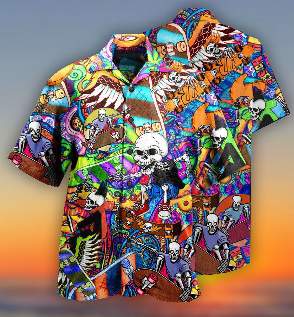 Skull Amazing Skateboarding - Hawaiian Shirt - Reefox