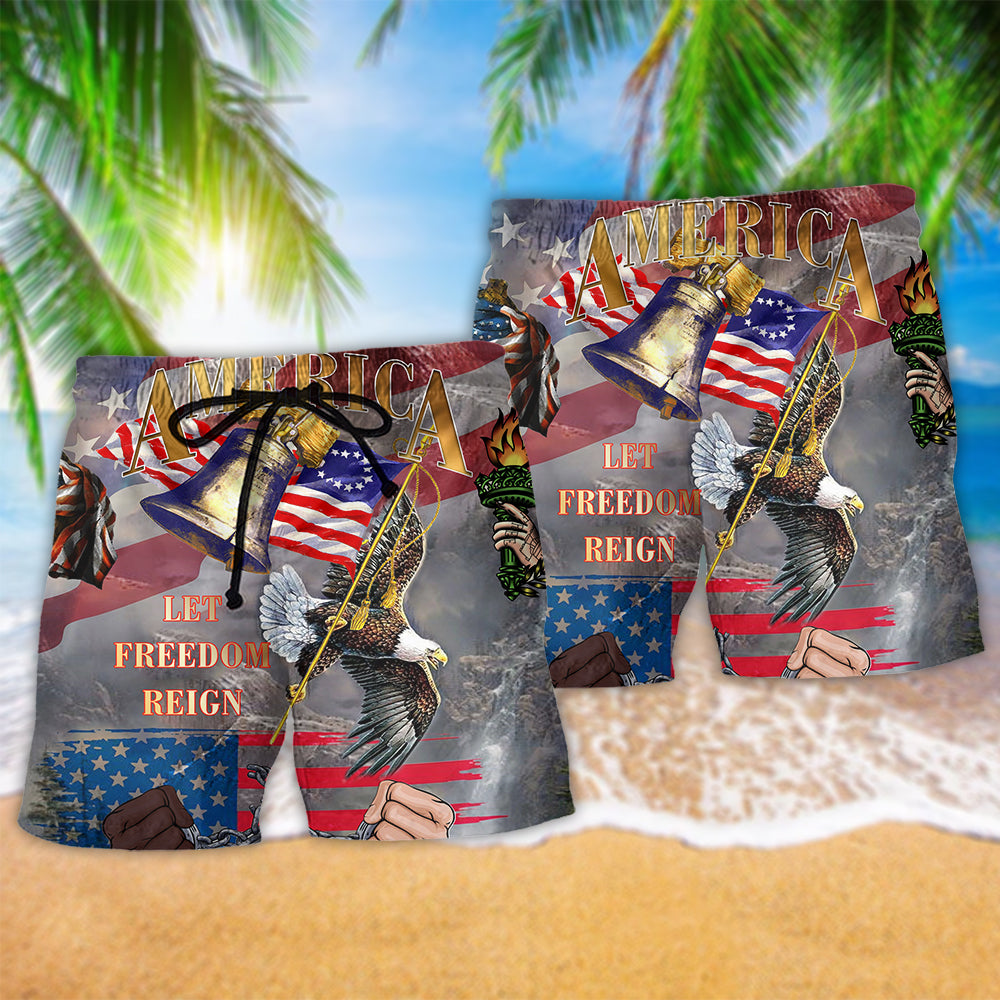 America Let Freedom Reign - Beach Short Reefox - Owls Matrix LTD