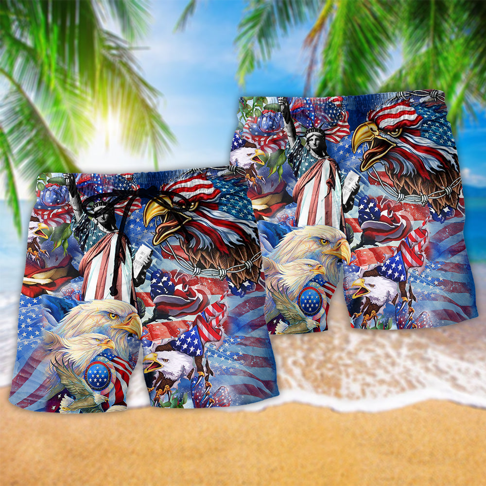 America My Heat Beats True To My Country Patriotism - Beach Short Reefox - Owls Matrix LTD
