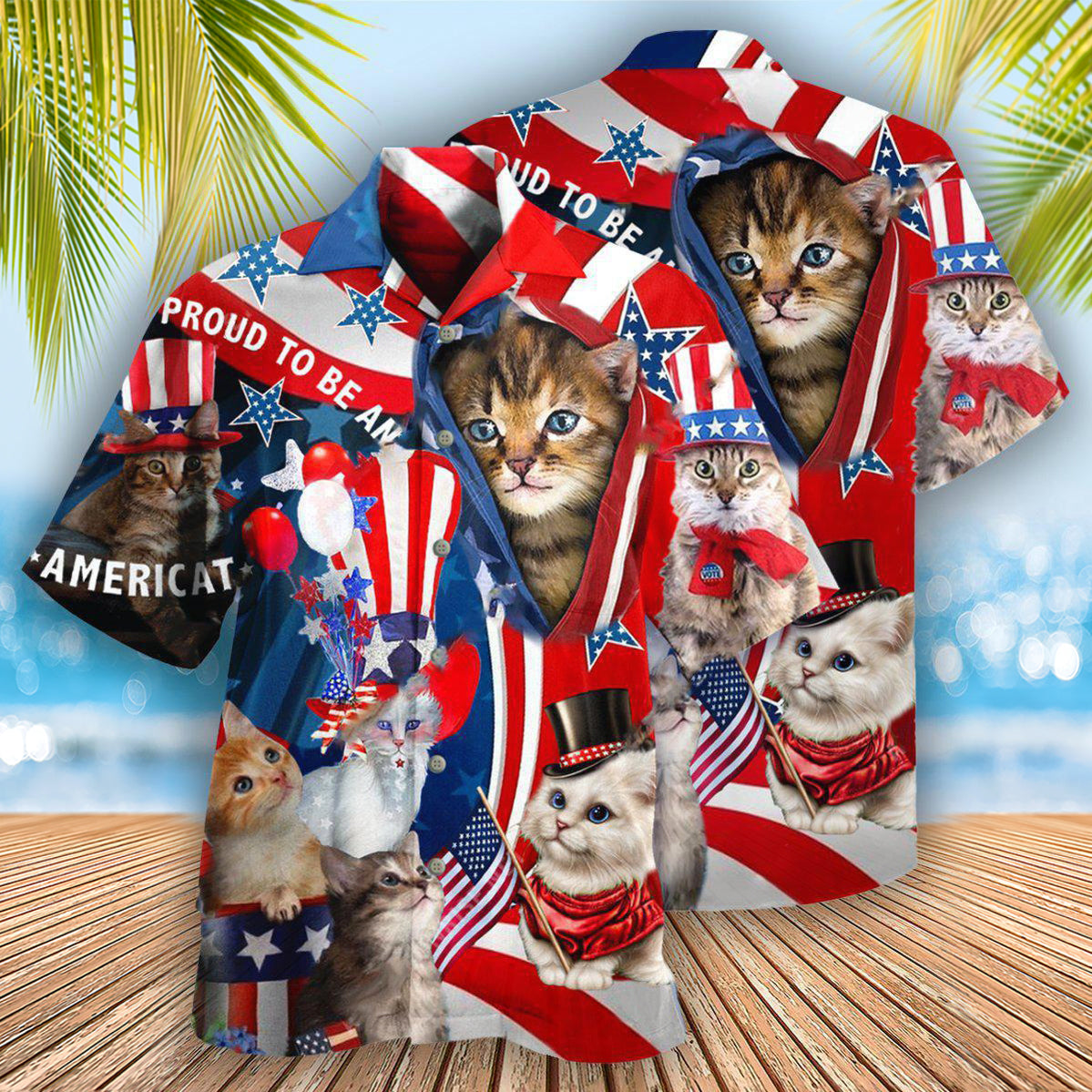 America Proud To Be An Cat - Hawaiian Shirt - Reefox