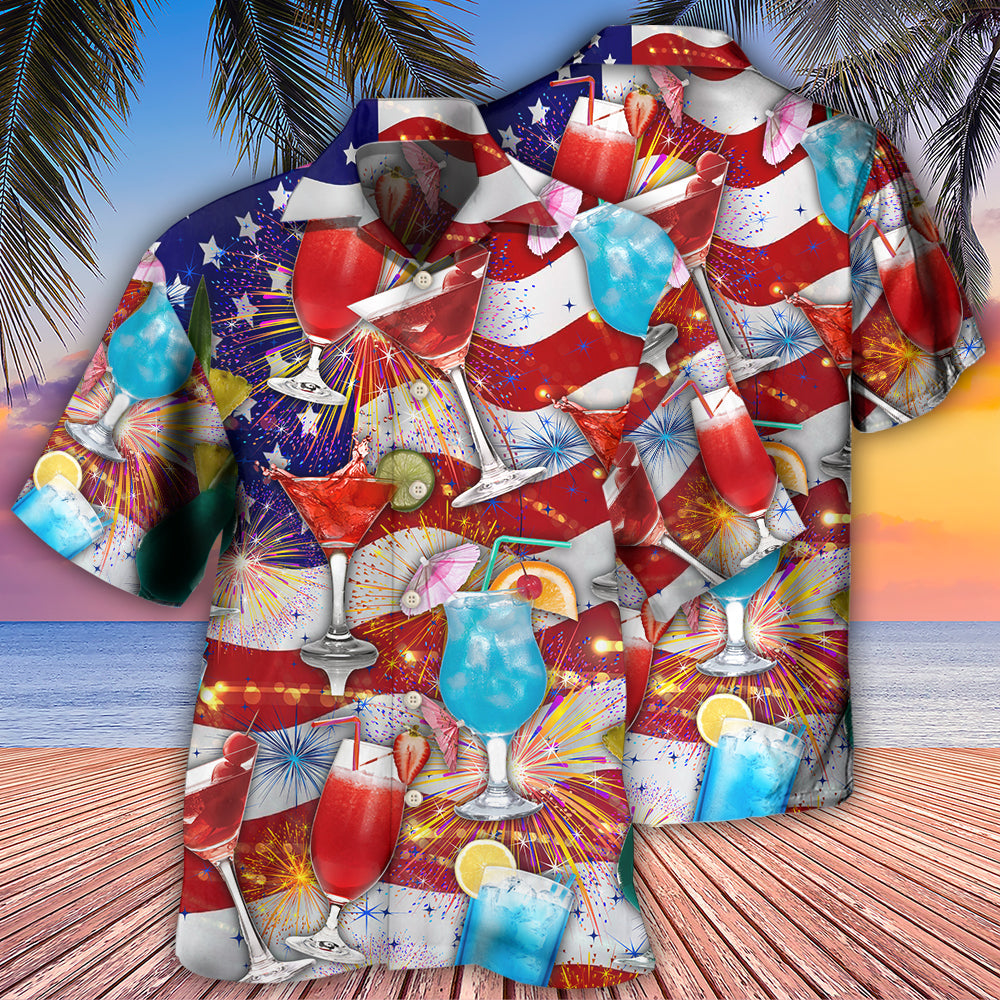 Cocktail Independence Day American Celebration - Hawaiian Shirt - Reefox