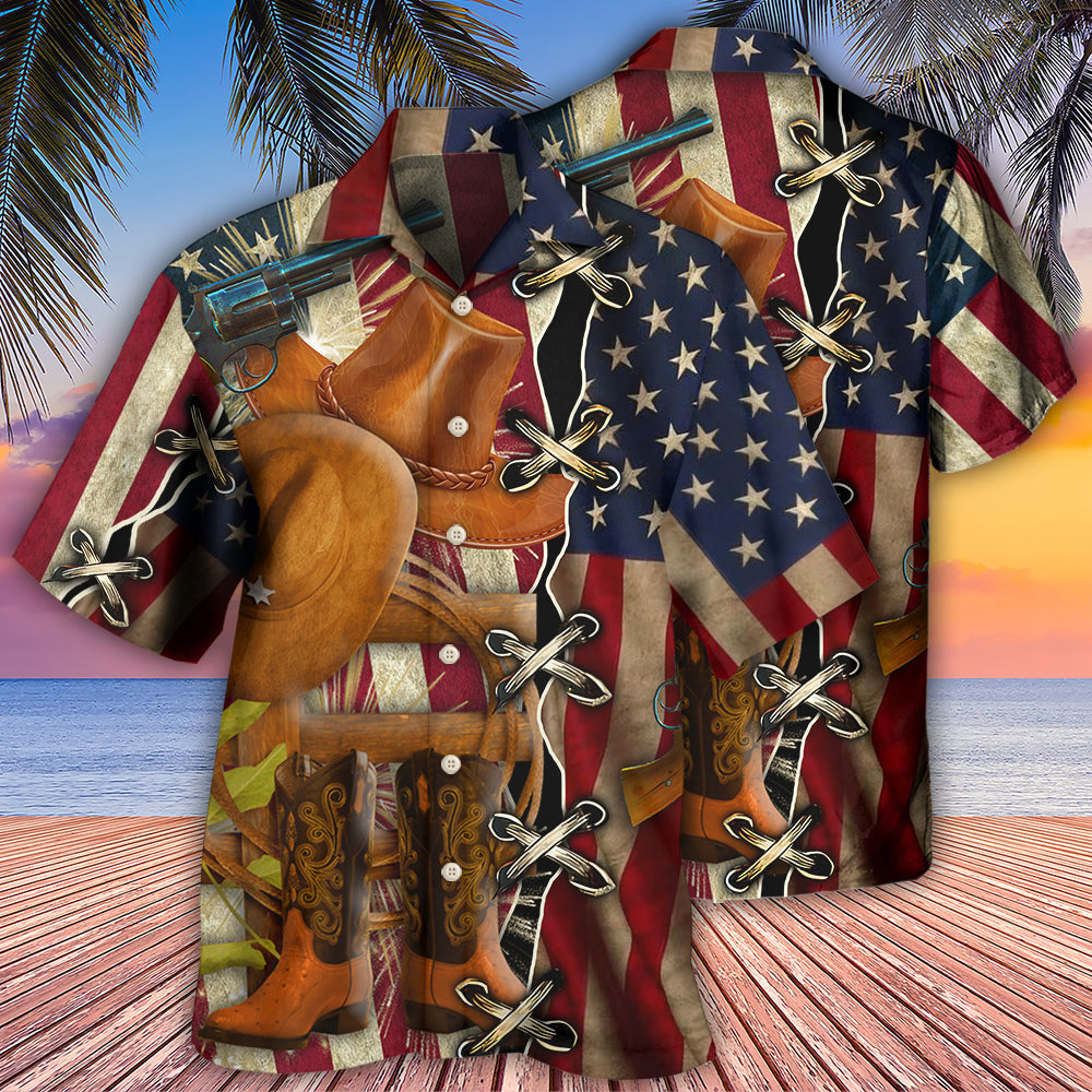 Cowboy Independence Day American Patriotism - Hawaiian Shirt - Reefox