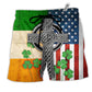 Beach Short / Adults / S American Flag Celtic Cross Irish Saint Patrick's Day All Over - Beach Short Reefox - Owls Matrix LTD