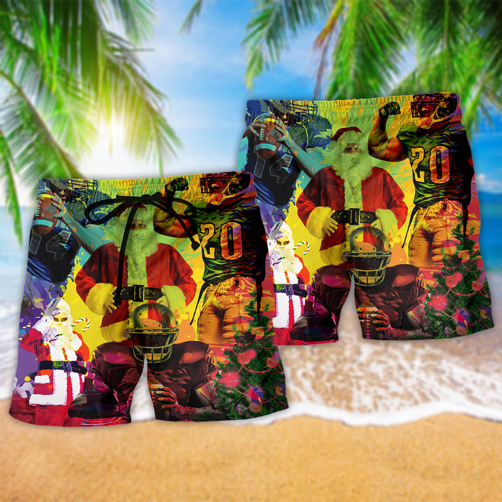 American Football Christmas Celebration Santa - Beach Short Reefox - Owls Matrix LTD