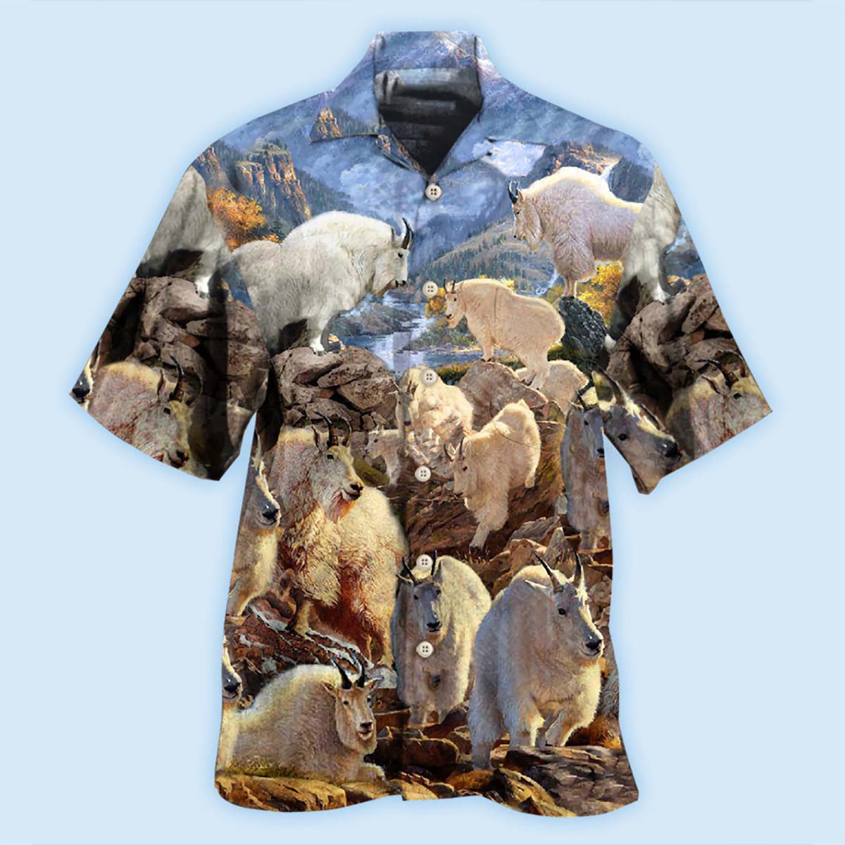 Goat Animals Amazing Moutain Goats With Snow - Hawaiian Shirt - Reefox