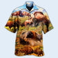 Bison Animals Bison In Wild Battle To Live - Hawaiian Shirt - Reefox