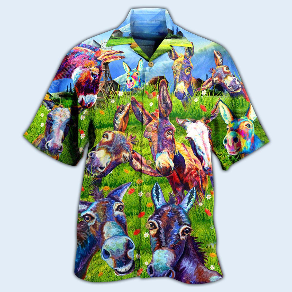Donkey Be Smart Be Badass In Green Grass - Hawaiian Shirt - Reefox