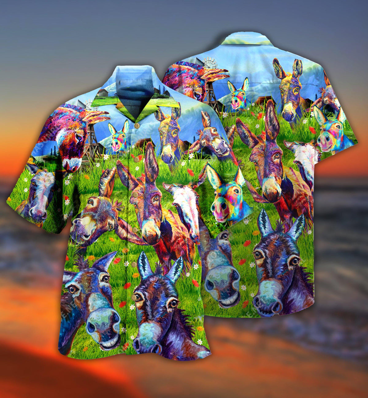 Donkey Be Smart Be Badass In Green Grass - Hawaiian Shirt - Reefox