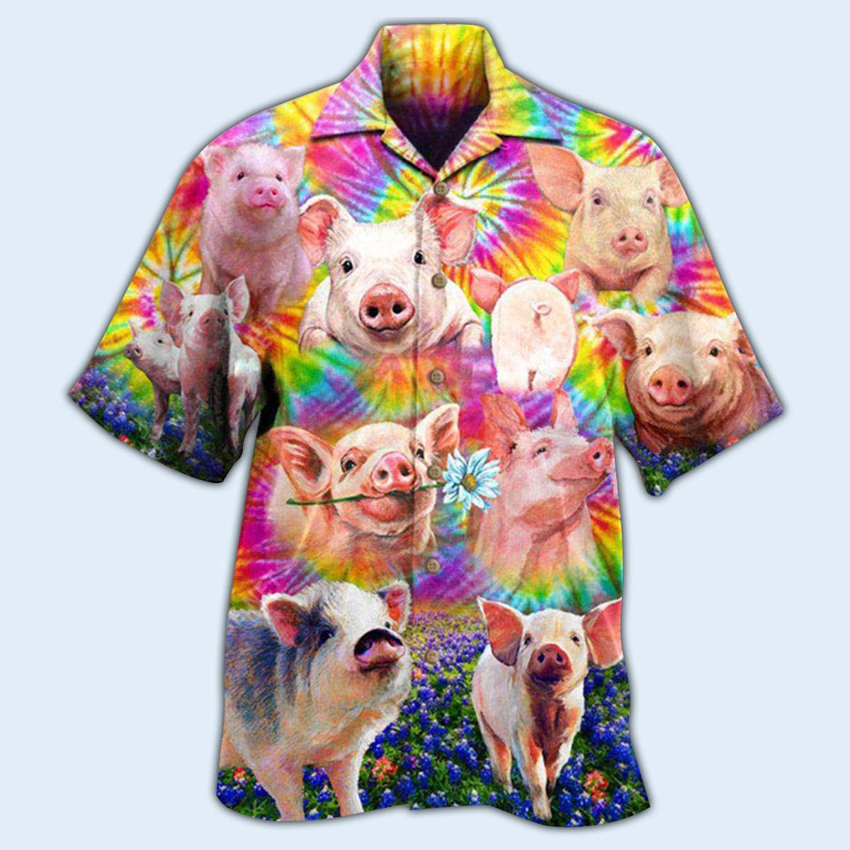 Pig Easily Distracted By Piggy In Tiny Flowers - Hawaiian Shirt - Reefox