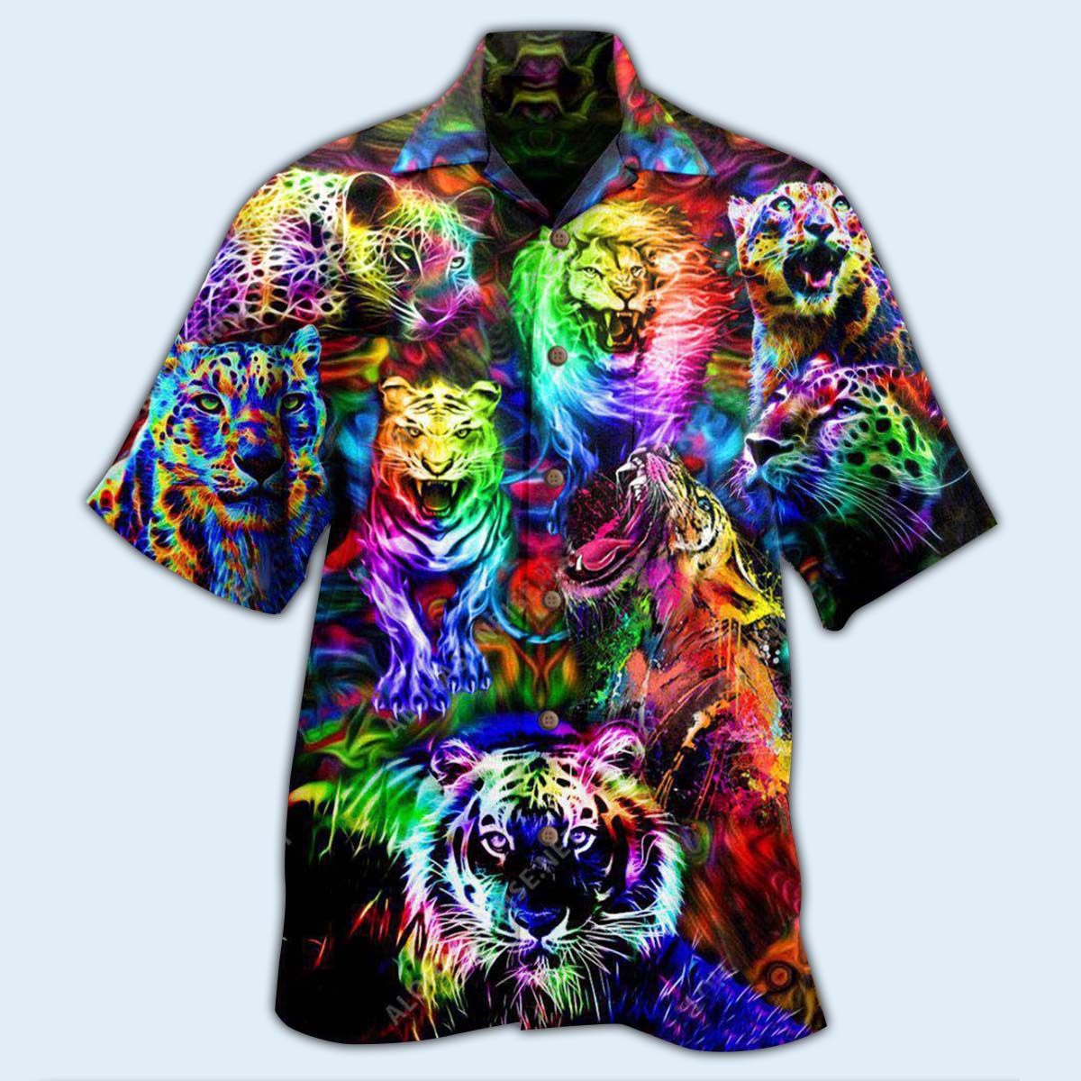 Animals King Of The Jungle Lion Tiger Leopard With Full Colors - Hawaiian Shirt - Reefox