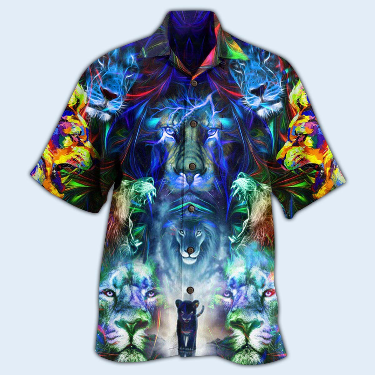 Lion Be Coming King With Colorful Pattern - Hawaiian Shirt - Reefox