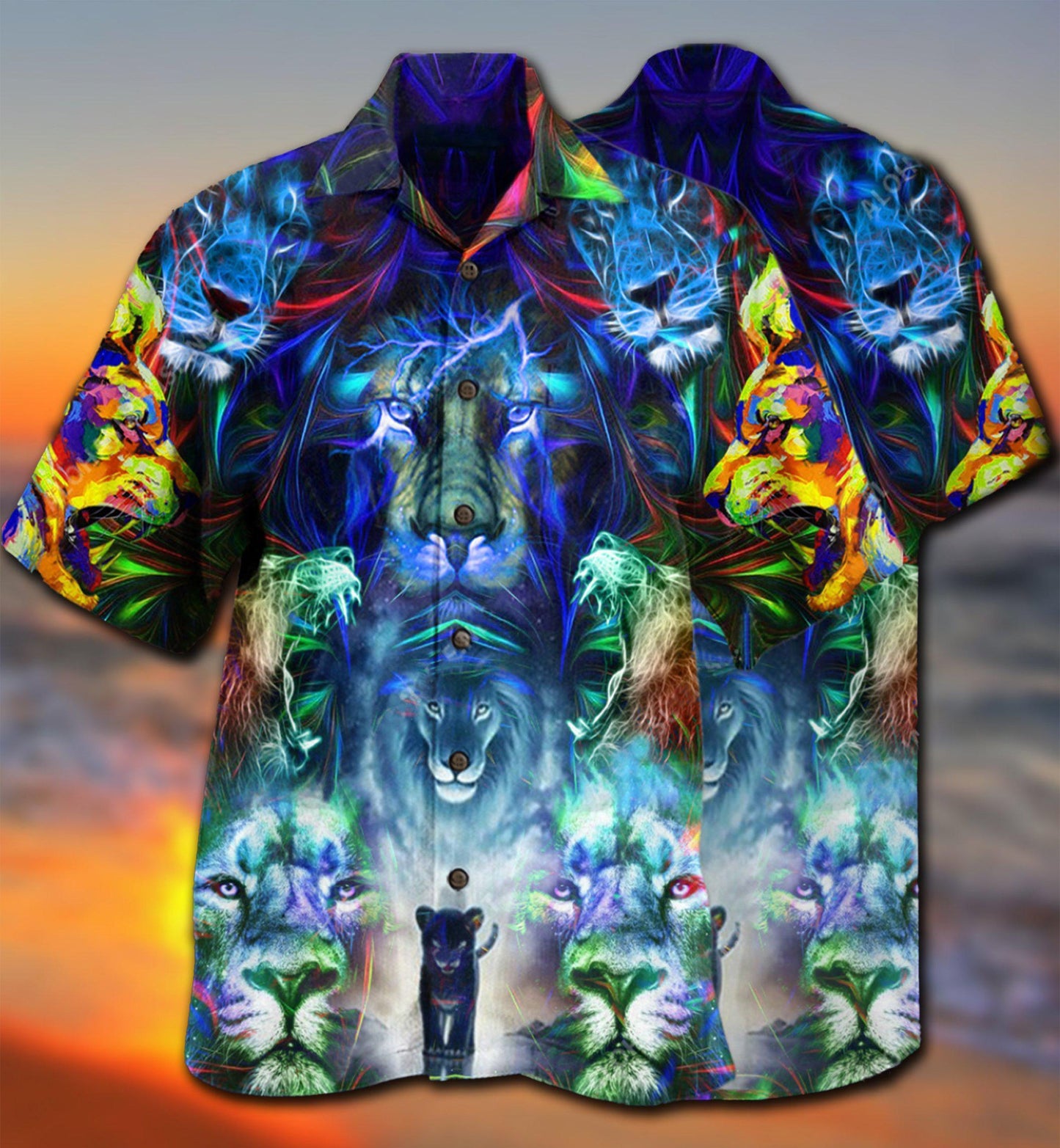Lion Be Coming King With Colorful Pattern - Hawaiian Shirt - Reefox