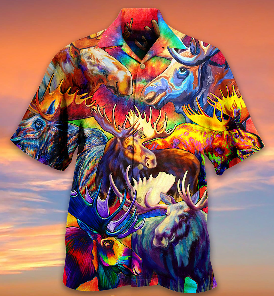Moose Beautiful Painting Color Style - Hawaiian Shirt - Reefox