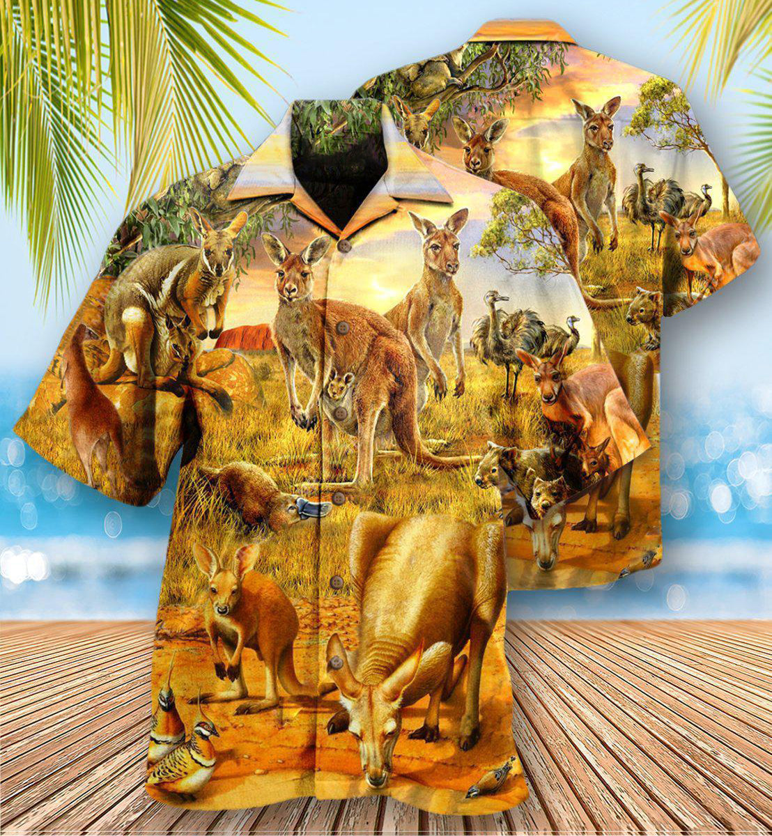 Kangaroo Animals My Spirit Animal Is A Cute Kangaroo - Hawaiian Shirt - Reefox