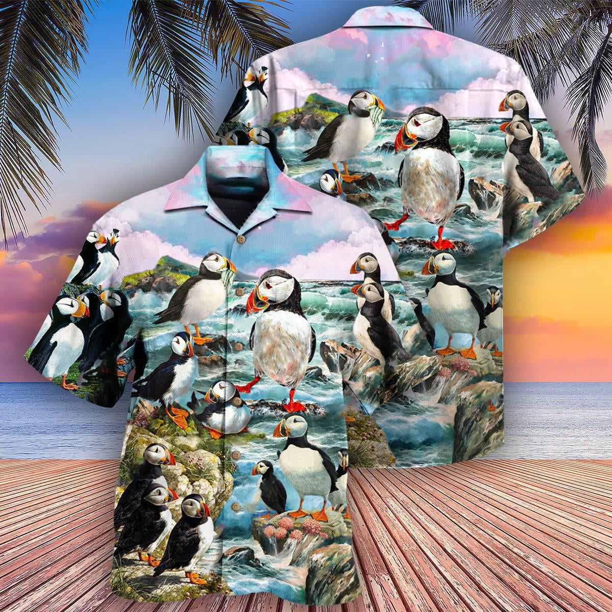 Penguin Animals Penguins On The Coast And Blue Sky - Hawaiian Shirt - Reefox
