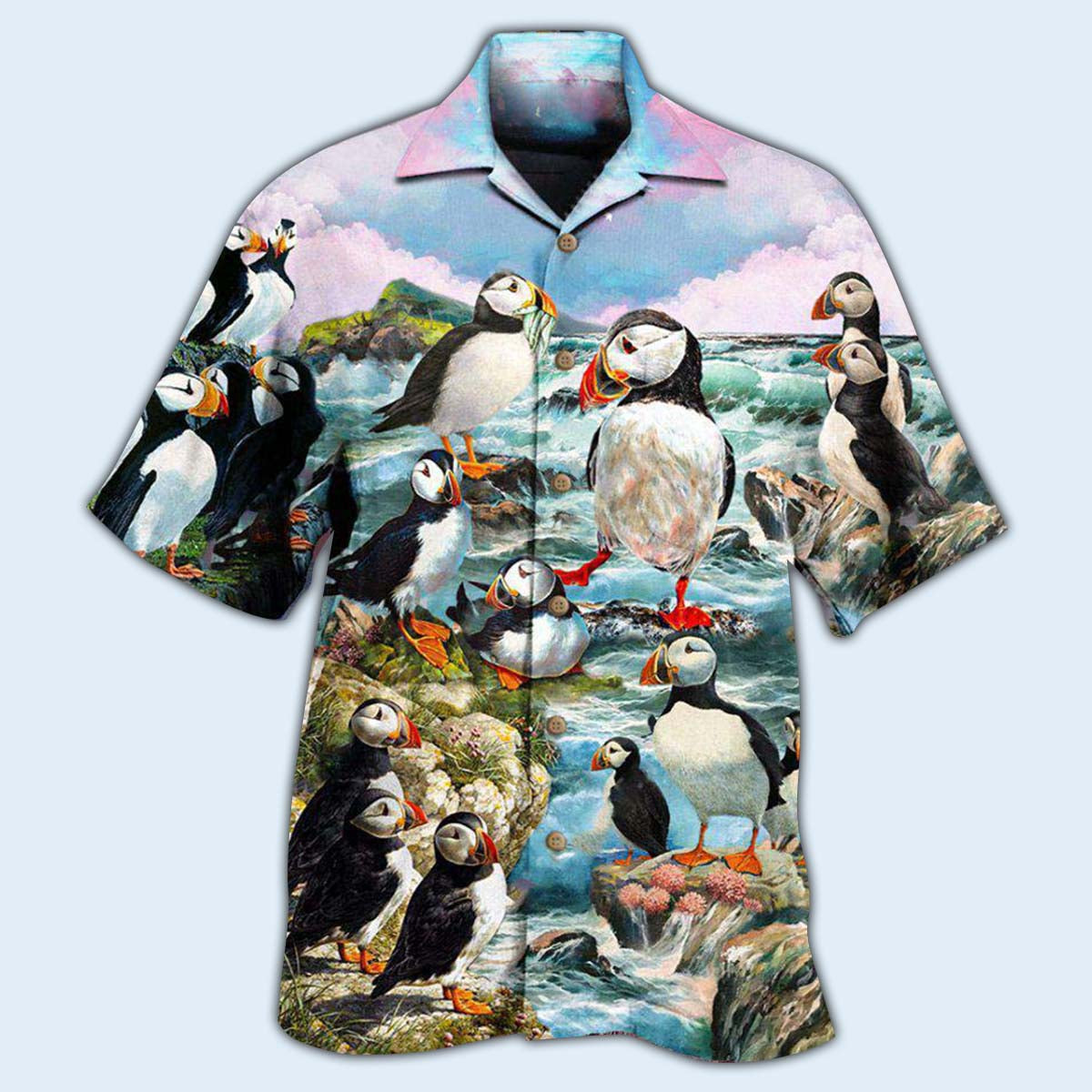 Penguin Animals Penguins On The Coast And Blue Sky - Hawaiian Shirt - Reefox