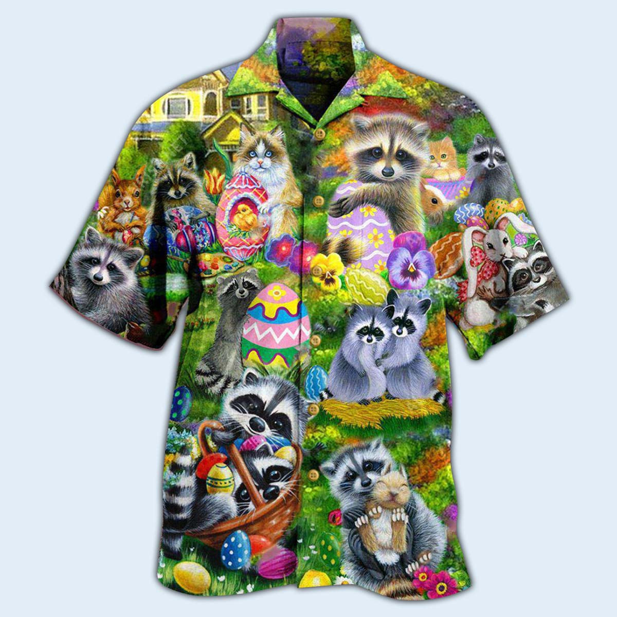 Raccoon Animals I Am Just Here For The Eggs Harmony - Hawaiian Shirt - Reefox