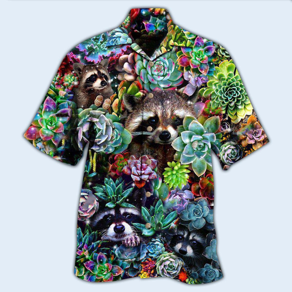 Raccoon Animals Succulent - Hawaiian Shirt - Reefox
