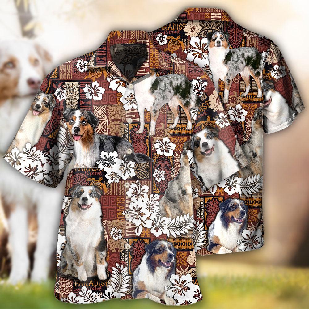Australian Shepherd Dog Vintage Lover Tropical Style - Hawaiian Shirt - Reefox