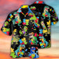 Autism Dinosaur Black - Hawaiian Shirt - Reefox