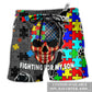 Beach Short / Adults / S Autism Warrior Fighting For My Son Personalized - Beach Short Reefox - Owls Matrix LTD