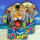 Tiger Awesome With Floral - Hawaiian Shirt - Reefox