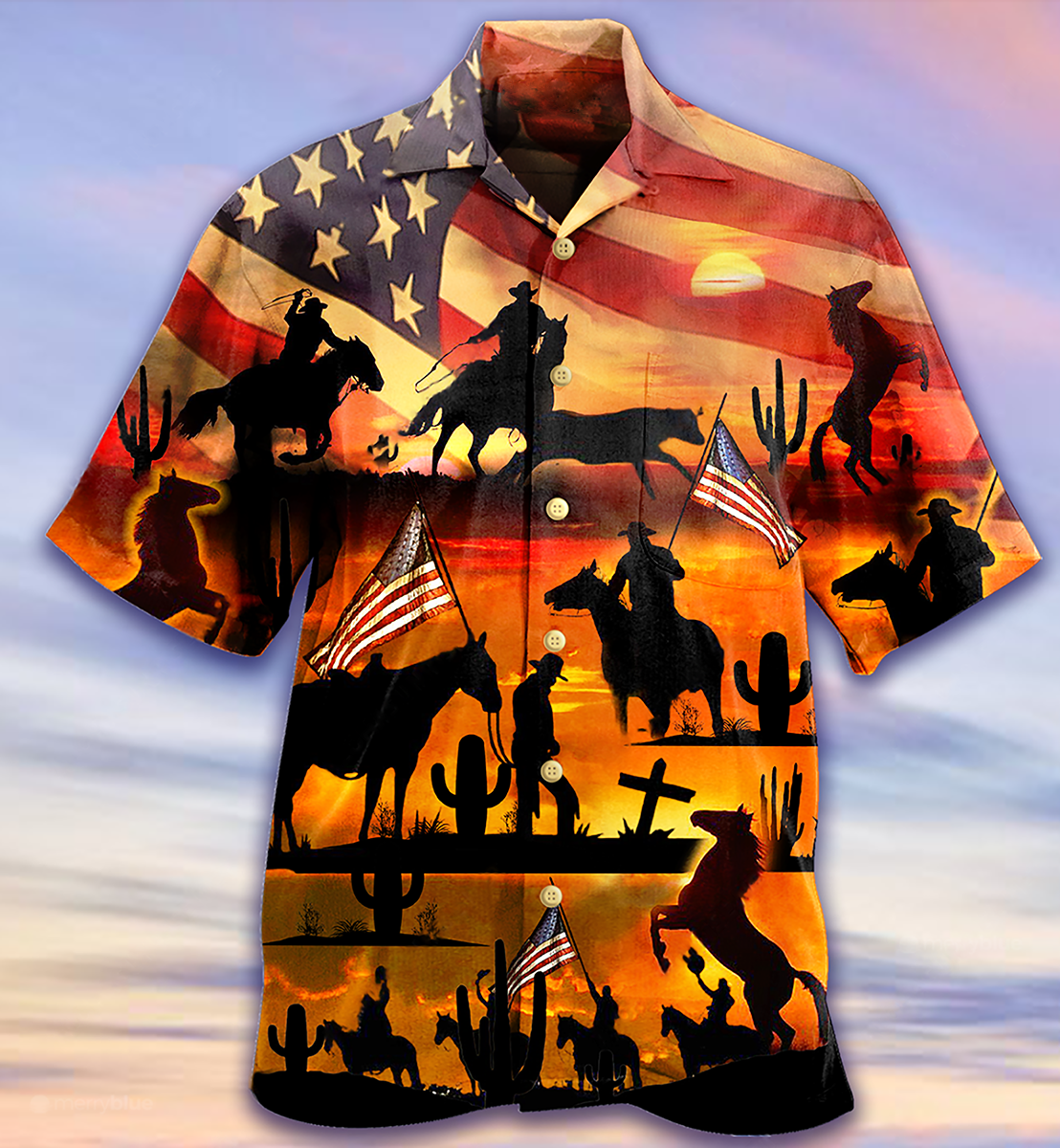 Cowboy American Love Life Sunset - Hawaiian Shirt - Reefox