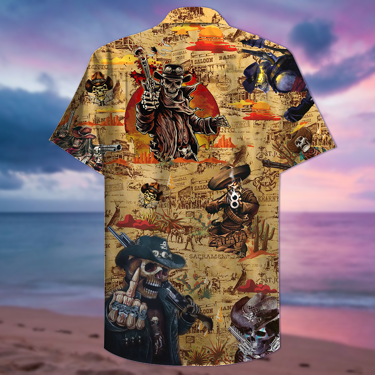 Cowboy Skull Pirates Love Life Vintage - Hawaiian Shirt - Reefox
