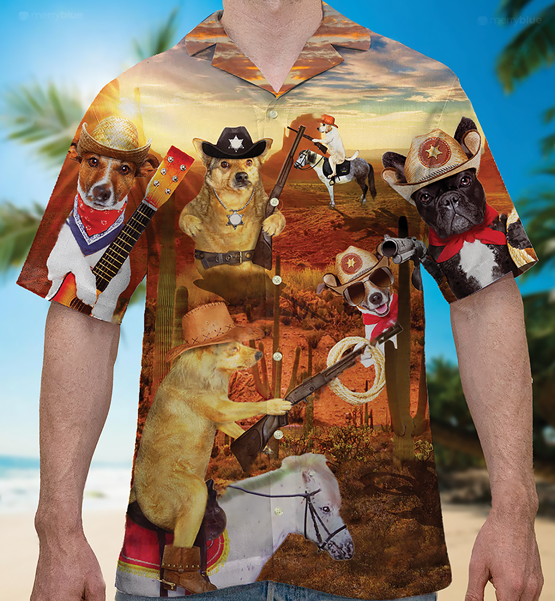 Cowboy Dog Love Life Funny - Hawaiian Shirt - Reefox