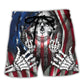 Skull My Give A F Is Broken But My Go Fuck Yourself Is Fully Functional American Flag - Beach Short Reefox