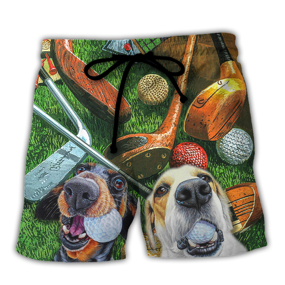 Golf Vintage Style Funny Dog - Beach Short Reefox - Owls Matrix LTD