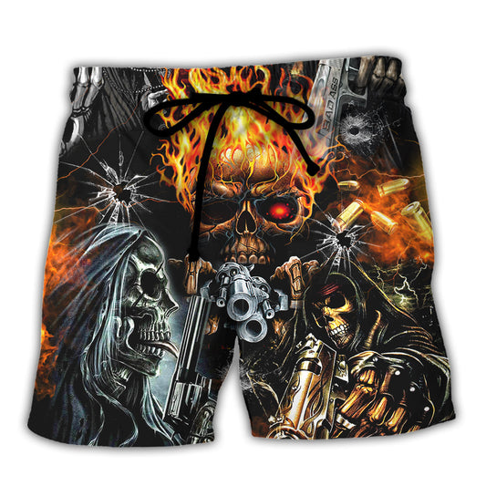 Skull DILLIGAF FLAME SKULL WITH G - Beach Short Reefox
