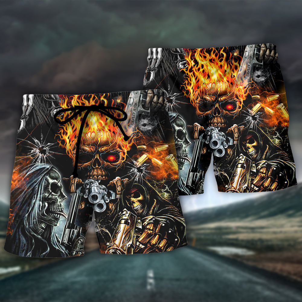 Skull DILLIGAF FLAME SKULL WITH G - Beach Short Reefox