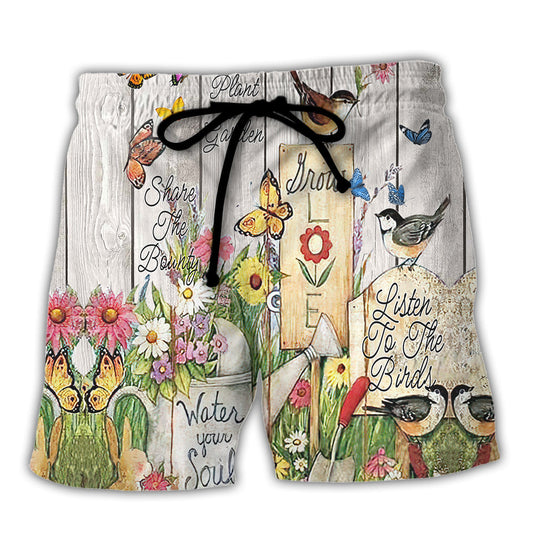 Gardening Plant a Garden Share The Bounty Water your Soul, Listen To The Birds, Grow Love - Beach Short Reefox