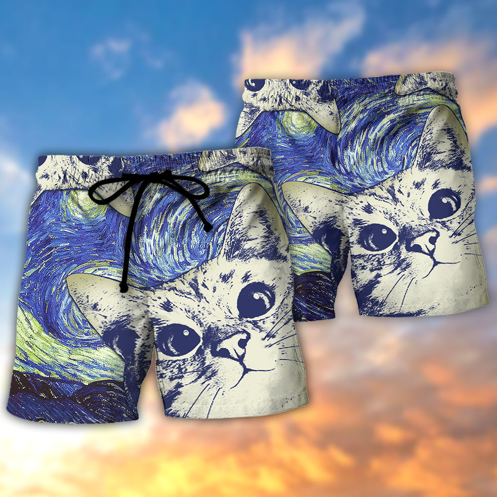 Cat Love Life Cute - Beach Short Reefox - Owls Matrix LTD