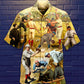 Baseball Hit Hard Run Fast Turn Left Vintage Style - Hawaiian Shirt - Reefox