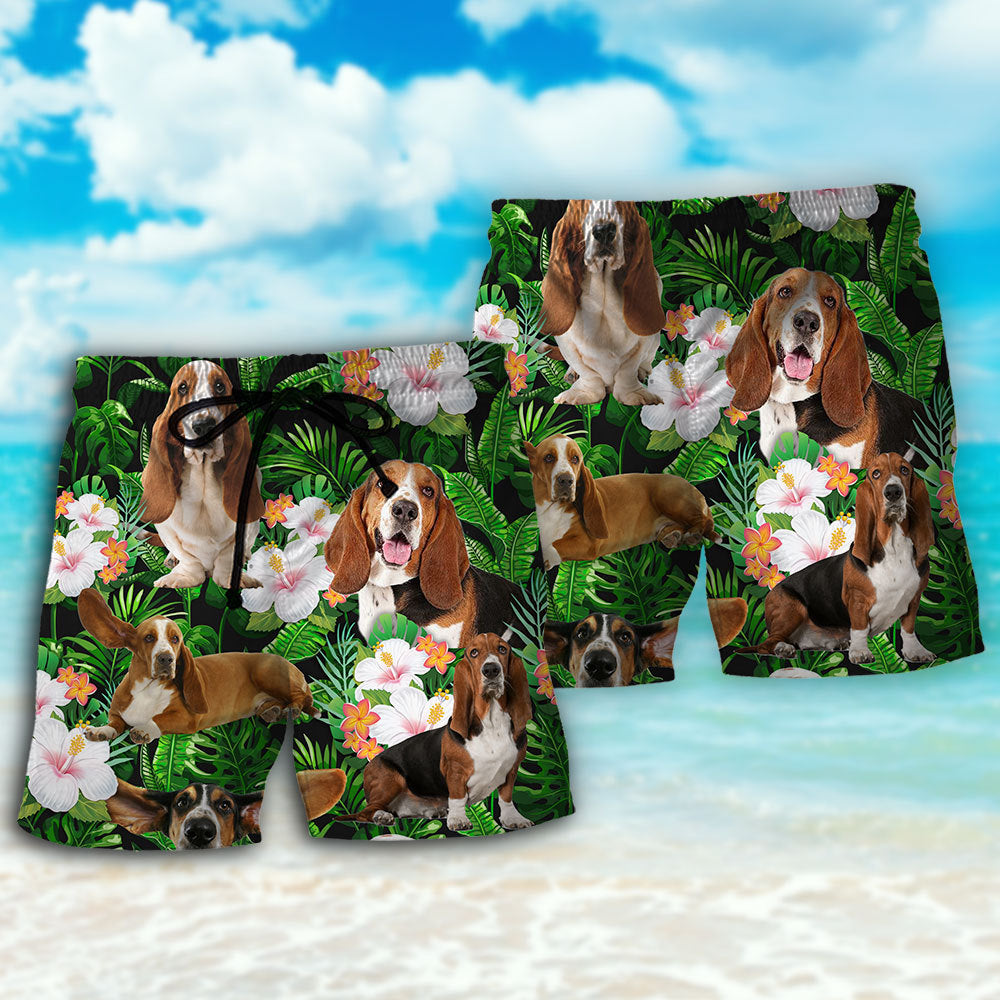 Basset hound tropical leaf - Hawaiian shirt - HAWS03TNH250322