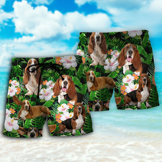 Basset hound tropical leaf - Hawaiian shirt - HAWS03TNH250322