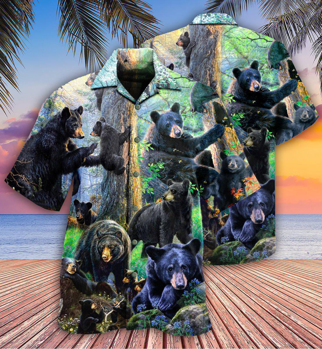 Bear Black Bear Family Into Spring - Hawaiian Shirt - Reefox