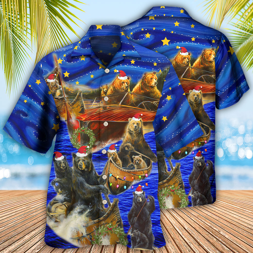 Bear Floats Boats Merry Christmas - Hawaiian Shirt - Reefox