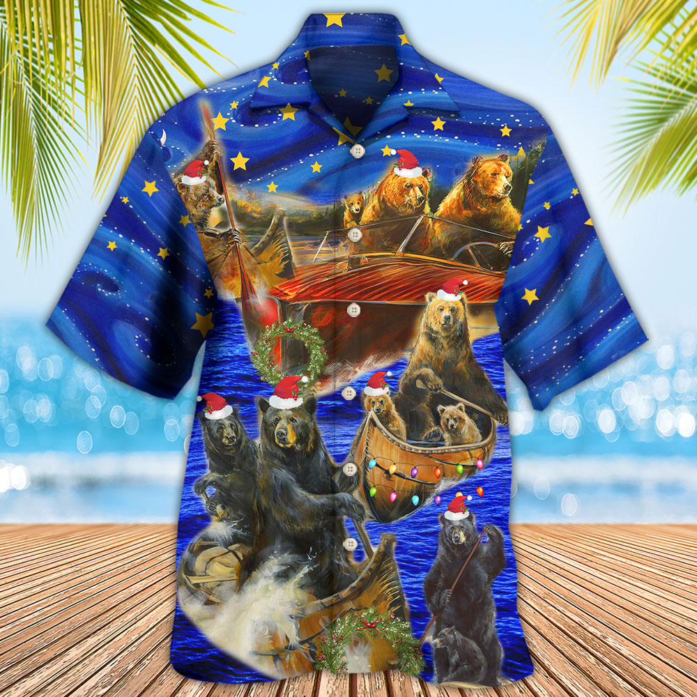 Bear Floats Boats Merry Christmas - Hawaiian Shirt - Reefox