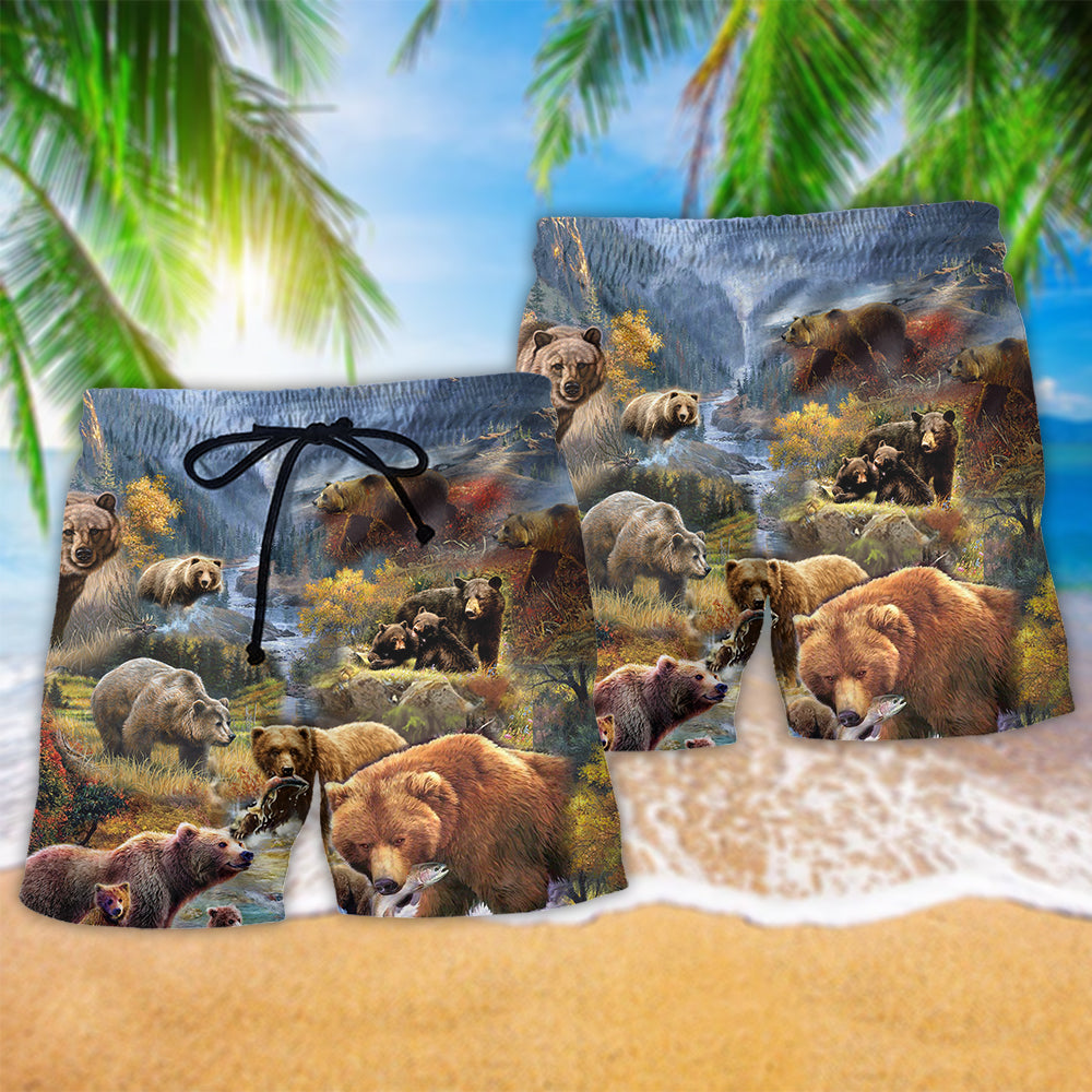 Bear Into The Wild Beautiful Mountain - Beach Short Reefox - Owls Matrix LTD