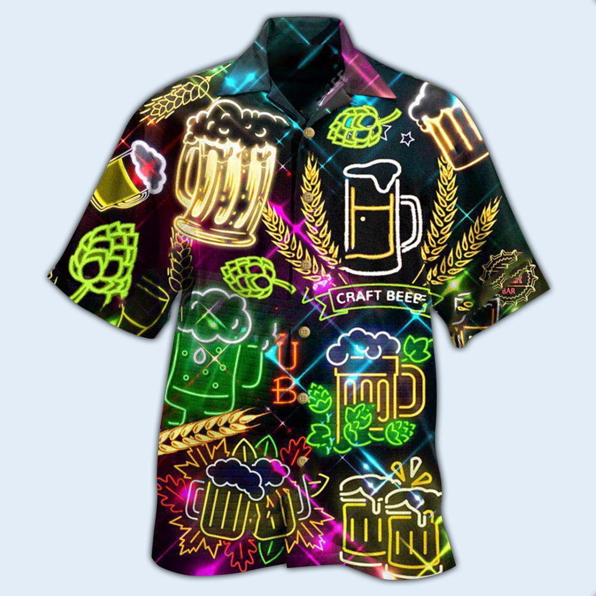 Beer It's Beer O'clock Neon Style - Hawaiian Shirt - Reefox