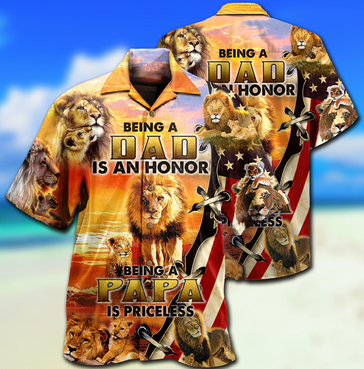 Lion Family Being A Dad Is An Honor Being A Papa Is Priceless - Hawaiian Shirt - Reefox