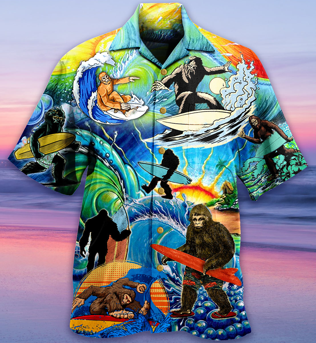 Bigfoot Loves Cool Surfing - Hawaiian Shirt - Reefox